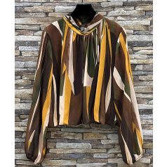   Elle Style - ANIELLY nyomott blúz, folyékony, romantikus, elegáns, trendi, viszkóz béléssel-sárga